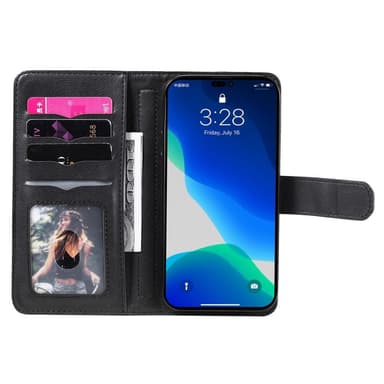 SKALO iPhone 14 Pro Max 10-lokeroa Lompakkokotelo - Musta