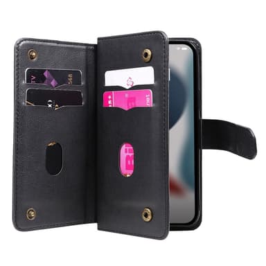 SKALO iPhone 14 Plus 10-lokeroa Lompakkokotelo - Musta