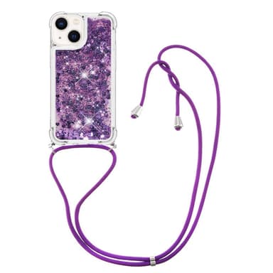 SKALO iPhone 14 Plus Juoksuhiekka Glitter Mobile kaulapanta - Violetti