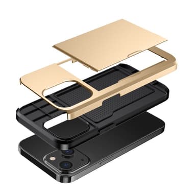SKALO iPhone 14 Armor Suojakuori korttikotelo - Kulta