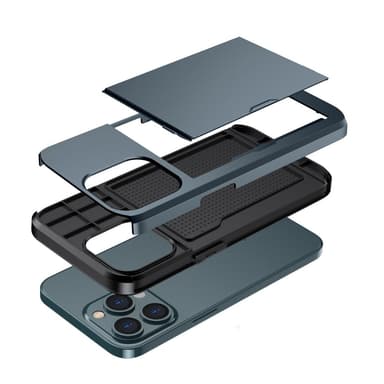 SKALO iPhone 14 Pro Max Armor Suojakuori korttikotelo - Sininen