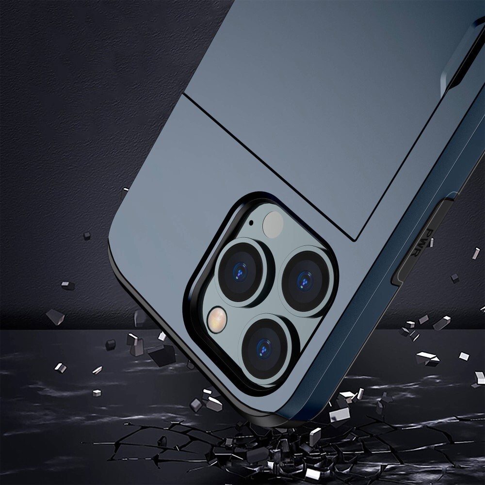 SKALO iPhone 14 Pro Armor Suojakuori korttikotelo - Sininen