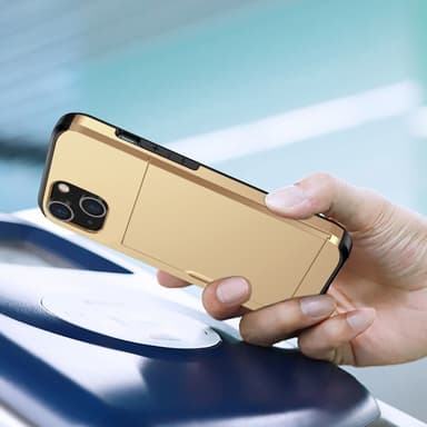 SKALO iPhone 14 Armor Suojakuori korttikotelo - Kulta