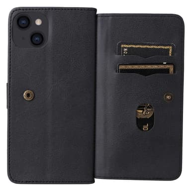 SKALO iPhone 14 Plus 10-lokeroa Lompakkokotelo - Musta
