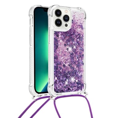 SKALO iPhone 14 Pro Juoksuhiekka Glitter Mobile kaulapanta - Violetti