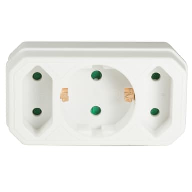 Haaroituspistoke 2 Euro + 1 maadoitetulla liittimellä Valkoinen