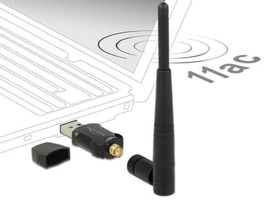 DeLOCK langaton USB-verkkokortti, ulkoinen antenni, 802.11ac, musta