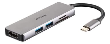 5-in-1 USB-C-keskitin, jossa HDMI ja SD / microSD-kortinlukija