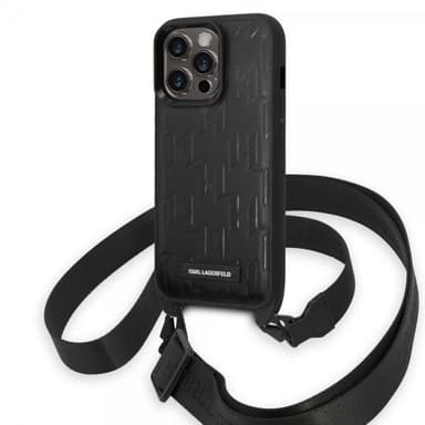 Karl Lagerfeld iPhone 14 Pro Kuori Crossbody Strap Musta