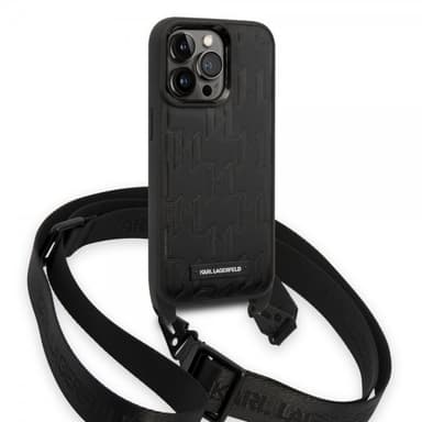 Karl Lagerfeld iPhone 14 Pro Kuori Crossbody Strap Musta