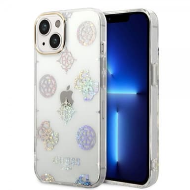 Guess iPhone 14 Kuori Peony Glitter Valkoinen