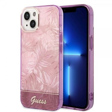 Guess iPhone 14 Plus Kuori Jungle Vaaleanpunainen