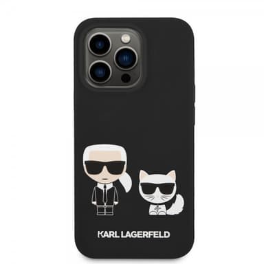 Karl Lagerfeld iPhone 14 Pro Max Kuori Liquid Silicone Karl & Choupette MagSafe Musta