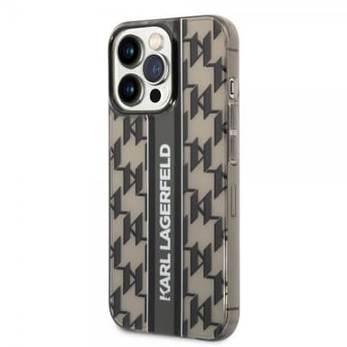 Karl Lagerfeld iPhone 14 Pro Kuori Monogram Vertical Stripe Musta