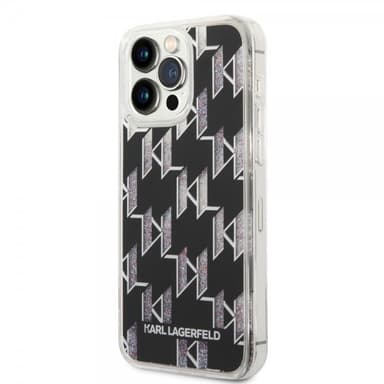 Karl Lagerfeld iPhone 14 Pro Max Kuori Liquid Glitter Monogram Musta
