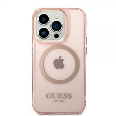 Guess iPhone 14 Pro Max Kuori Translucent MagSafe Vaaleanpunainen