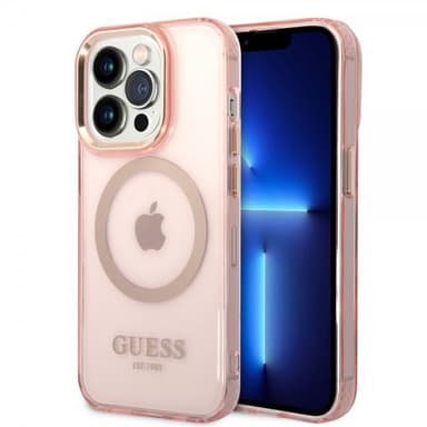 Guess iPhone 14 Pro Max Kuori Translucent MagSafe Vaaleanpunainen