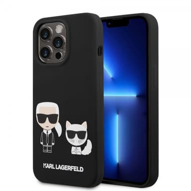 Karl Lagerfeld iPhone 14 Pro Max Kuori Liquid Silicone Karl & Choupette MagSafe Musta