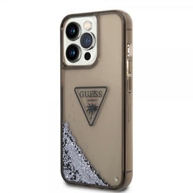 Guess iPhone 14 Pro Max Kuori Liquid Glitter Translucent Musta