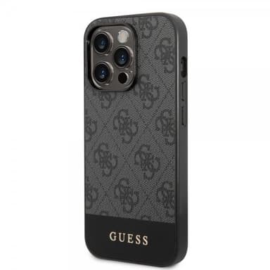 Guess iPhone 14 Pro Kuori Bottom Stripe Metal Logo Harmaa