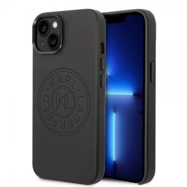 Karl Lagerfeld iPhone 14 Kuori Logo Perforoitu Musta