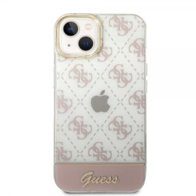 Guess iPhone 14 Plus Kuori Bottom Stripe Script Logo Vaaleanpunainen