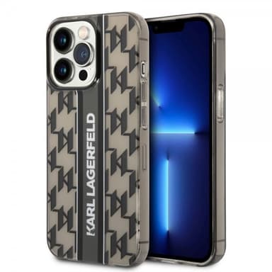 Karl Lagerfeld iPhone 14 Pro Kuori Monogram Vertical Stripe Musta
