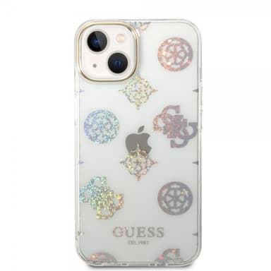Guess iPhone 14 Kuori Peony Glitter Valkoinen
