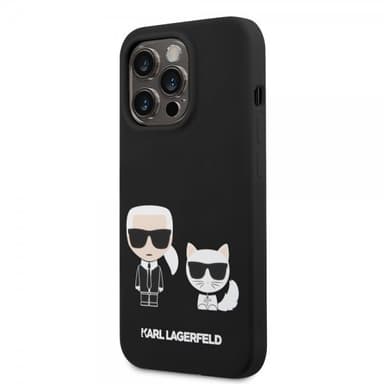 Karl Lagerfeld iPhone 14 Pro Max Kuori Liquid Silicone Karl & Choupette MagSafe Musta