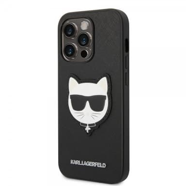 Karl Lagerfeld iPhone 14 Pro Max Kuori Saffiano Choupette Musta