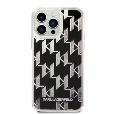 Karl Lagerfeld iPhone 14 Pro Max Kuori Liquid Glitter Monogram Musta
