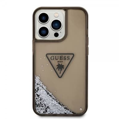 Guess iPhone 14 Pro Max Kuori Liquid Glitter Translucent Musta