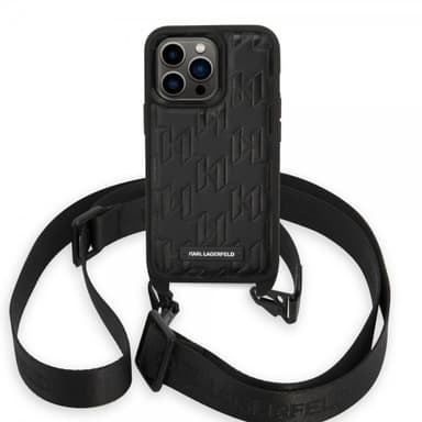 Karl Lagerfeld iPhone 14 Pro Kuori Crossbody Strap Musta