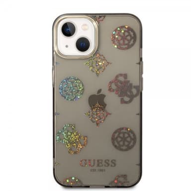 Guess iPhone 14 Kuori Peony Glitter Musta