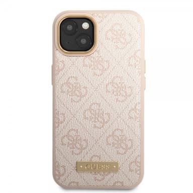 Guess iPhone 14 Plus Kuori Metal Plate Logo MagSafe Vaaleanpunainen