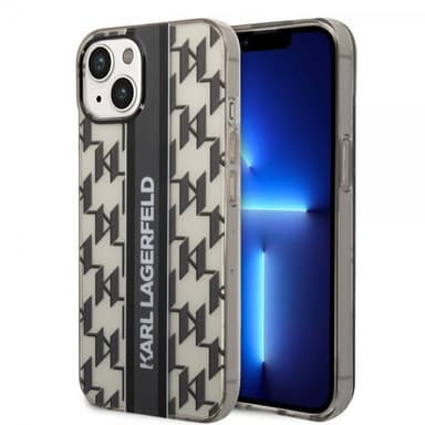Karl Lagerfeld iPhone 14 Kuori Monogram Vertical Stripe Musta
