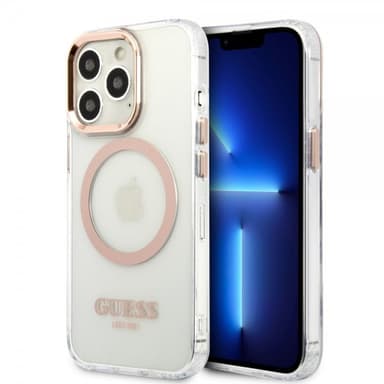 Guess iPhone 13 Pro Max Kuori Transparent MagSafe Kulta Läpinäkyvä