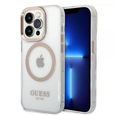 Guess iPhone 14 Pro Kuori Transparent MagSafe Kulta Läpinäkyvä