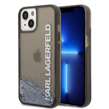 Karl Lagerfeld iPhone 14 Kuori Liquid Glitter Translucent Musta