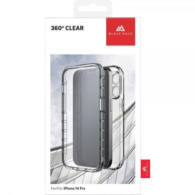 Black Rock iPhone 14 Pro Kuori 360° Real Glass Case Musta Kirkas
