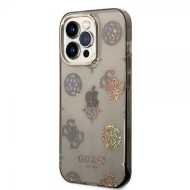 Guess iPhone 14 Pro Kuori Peony Glitter Musta