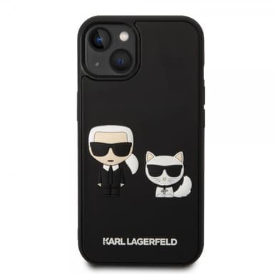 Karl Lagerfeld iPhone 14 Plus Kuori 3D Rubber Karl & Choupette Musta