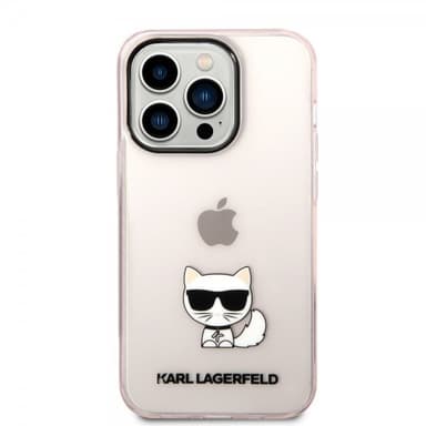 Karl Lagerfeld iPhone 14 Pro Kuori Printed Choupette Läpinäkyvä Vaaleanpunainen