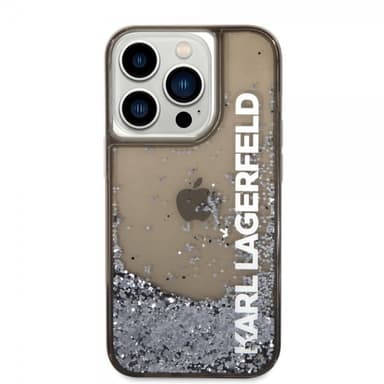 Karl Lagerfeld iPhone 14 Pro Kuori Liquid Glitter Translucent Musta