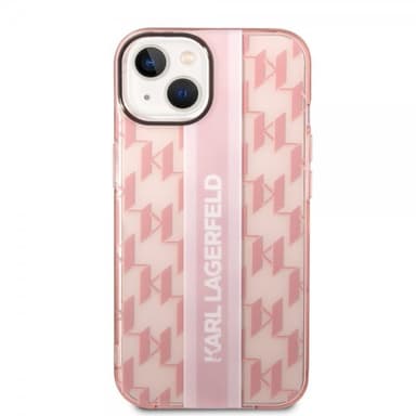 Karl Lagerfeld iPhone 14 Kuori Monogram Vertical Stripe Vaaleanpunainen