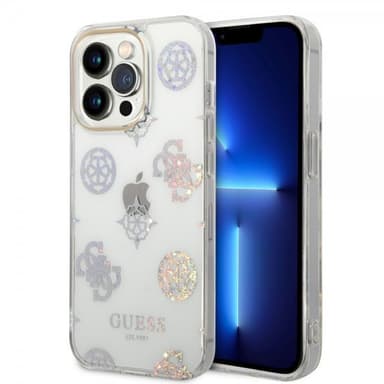 Guess iPhone 14 Pro Kuori Peony Glitter Valkoinen