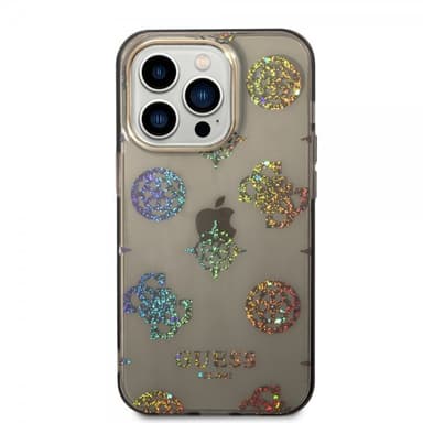 Guess iPhone 14 Pro Kuori Peony Glitter Musta