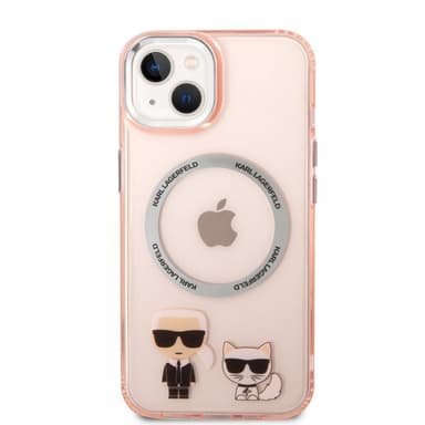 Karl Lagerfeld iPhone 14 Plus Kuori Karl & Choupette MagSafe Vaaleanpunainen