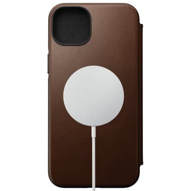 NOMAD iPhone 14 Plus Kotelo Modern Leather Folio Ruskea