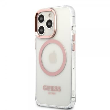 Guess iPhone 13 Pro Kuori Transparent MagSafe Vaaleanpunainen Läpinäkyvä